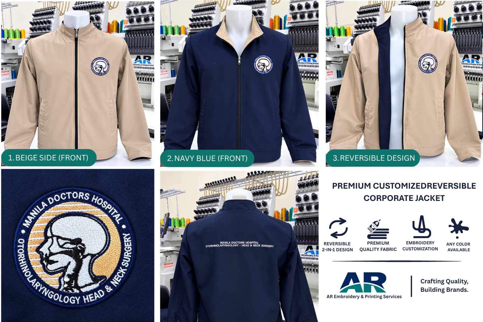Premium Customized Reversible Corporate Jacket - Stand Collar