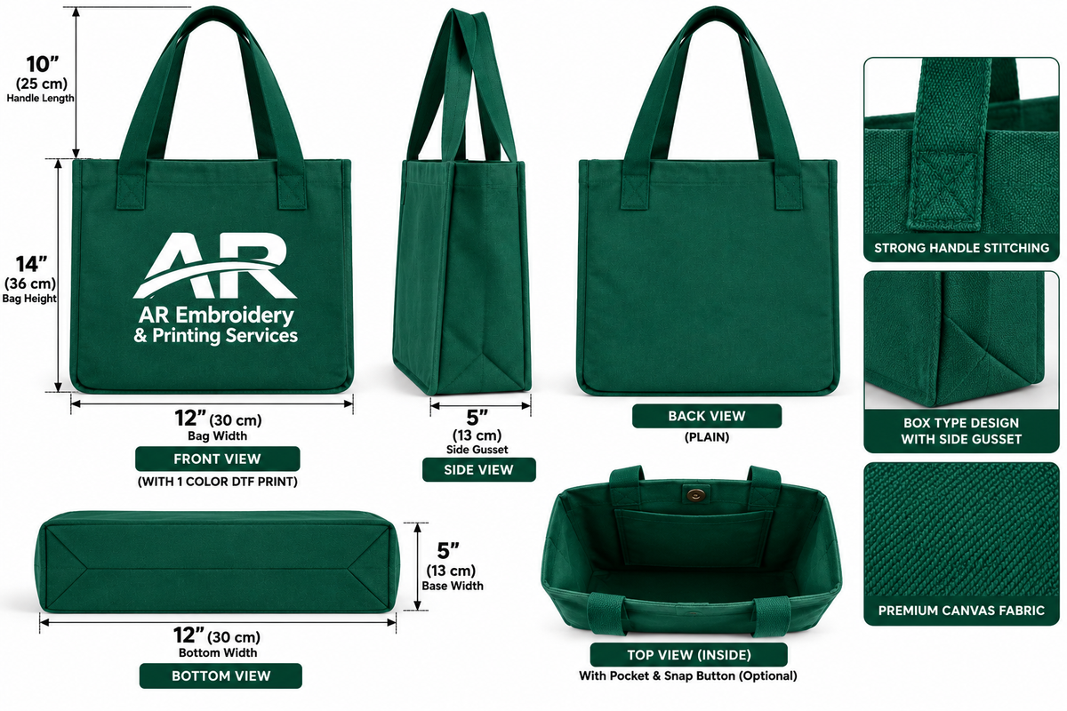 Customized Canvas Box Type Tote Bag