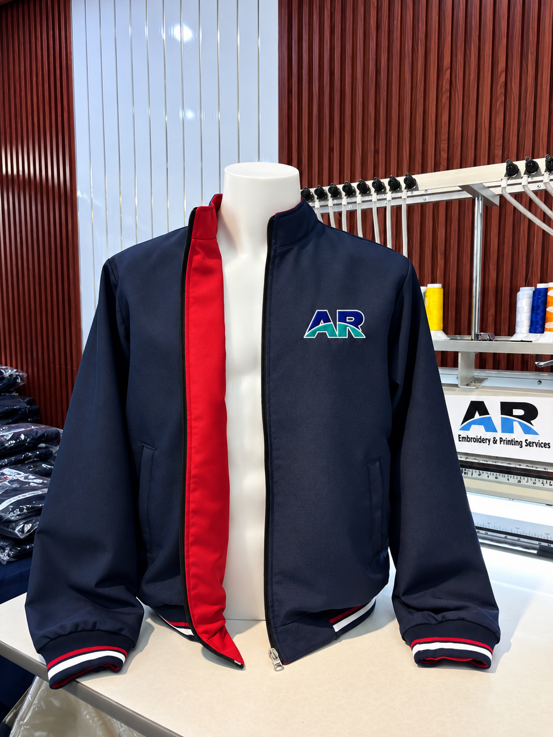 Premium Customized Reversible Bomber Corporate Jacket - ribbed on cuff & waistband