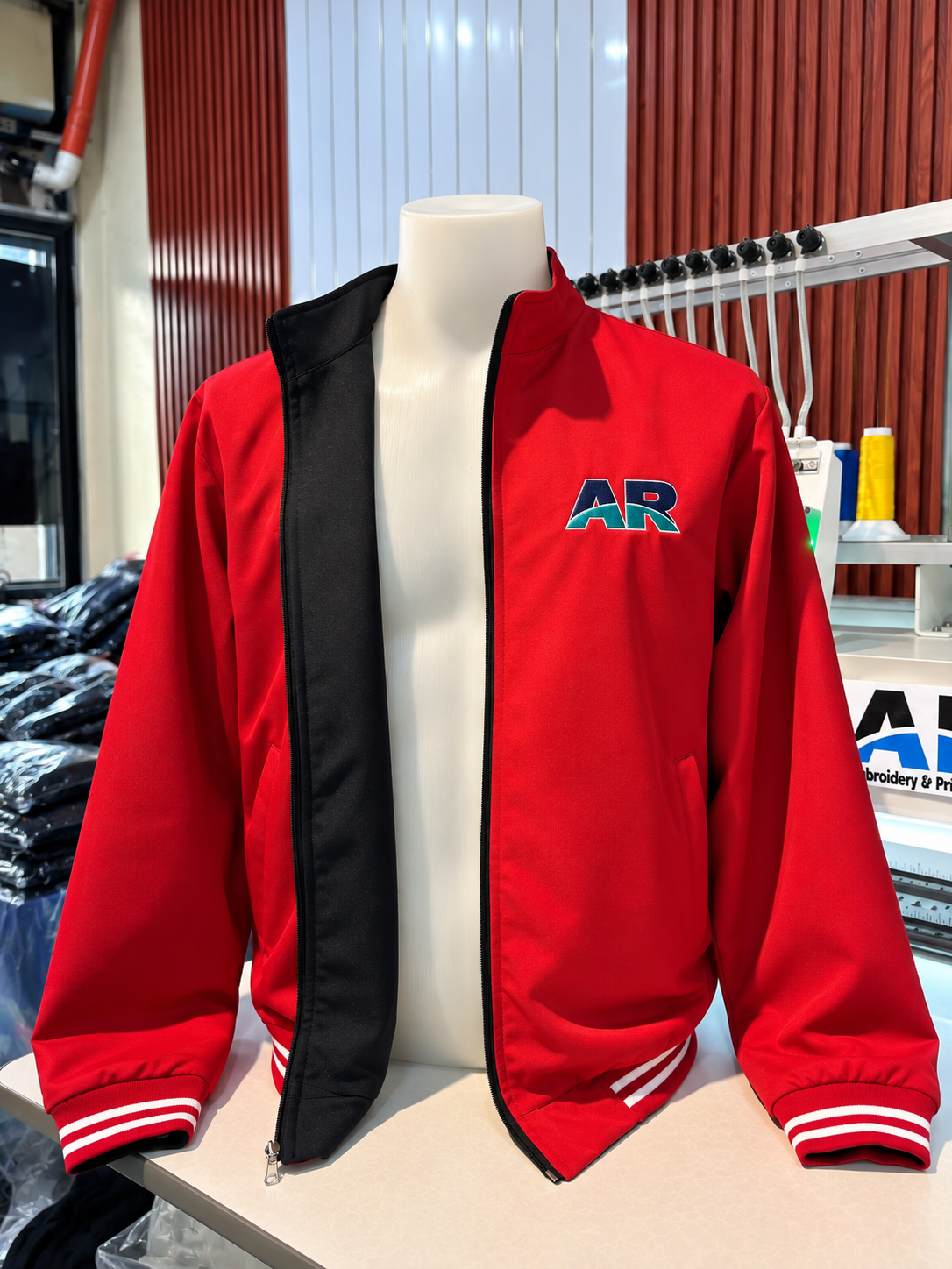 Premium Customized Reversible Bomber Corporate Jacket - ribbed on cuff & waistband